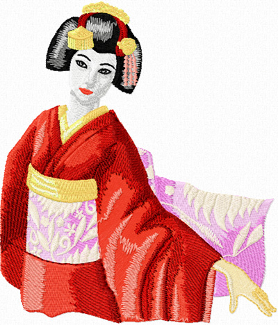 Geisha free machine embroidery design 